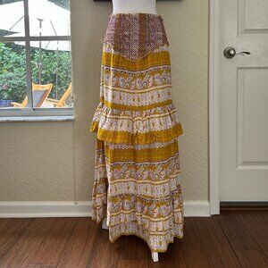 Myra Bag Yellow Tiered Convertible Maxi Skirt/Dress